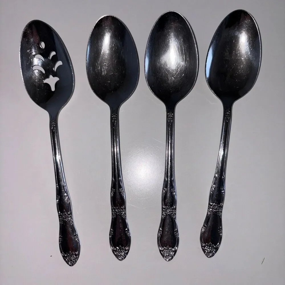 Serving Spoons Set Of 4 Oneida Fenway Wm A Rogers Daydream Stainless Flatware